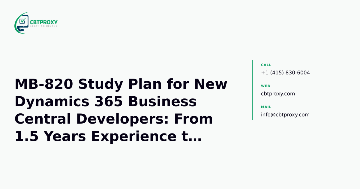 MB-820 Study Plan for New Dynamics 365 Business...